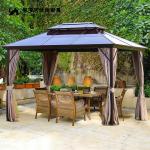 Luxury Outdoor Deck 12*16ft Aluminum Frame Galvanized Steel Bimetal Roof Hard
