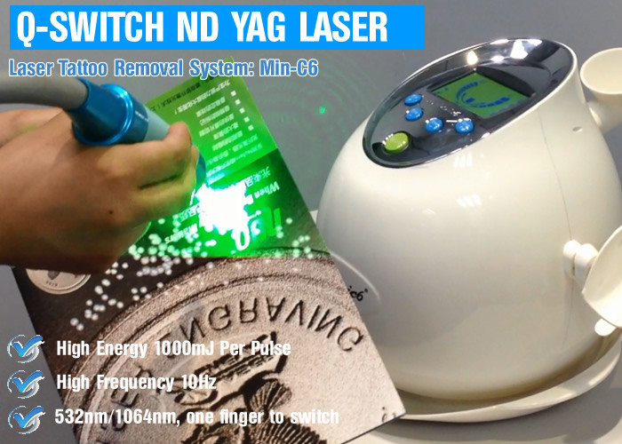 1064nm Q Switch Laser Tattoo Removal Machine , ND Yag Laser For Hair Removal