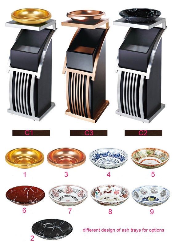 Freestanding Room Service Equipments , Deluxe Ground Ash Barrel with Decorative Ash Tray on Top