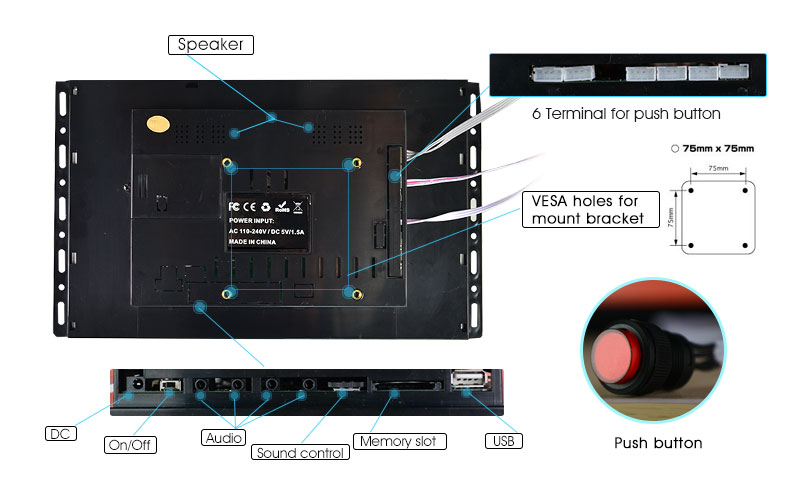 10.1" Full HD LCD Screen For Commercial Advertising Banner Display