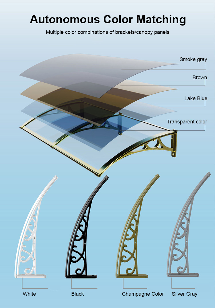 Transparent Polycarbonate Window Door Awning , Clear Polycarbonate Roof Canopy