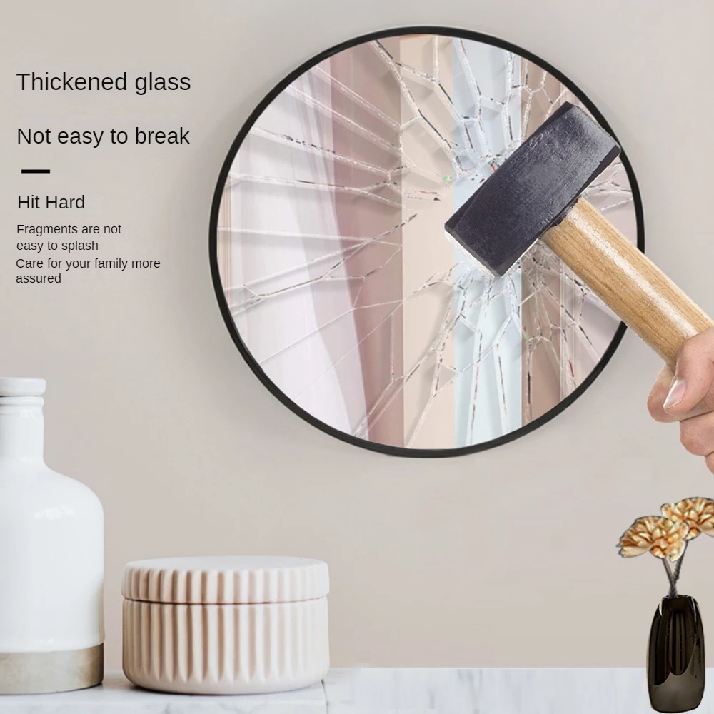 Wall Mirror for Bathroom Decorative Antique Round Belly Vintage Sticker Plastic Frame