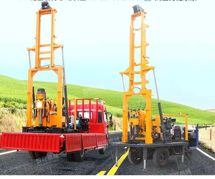 Agricultural Deep Water Well Hydraulic Drilling Rig 3 Wheeled Vehicle Mounted