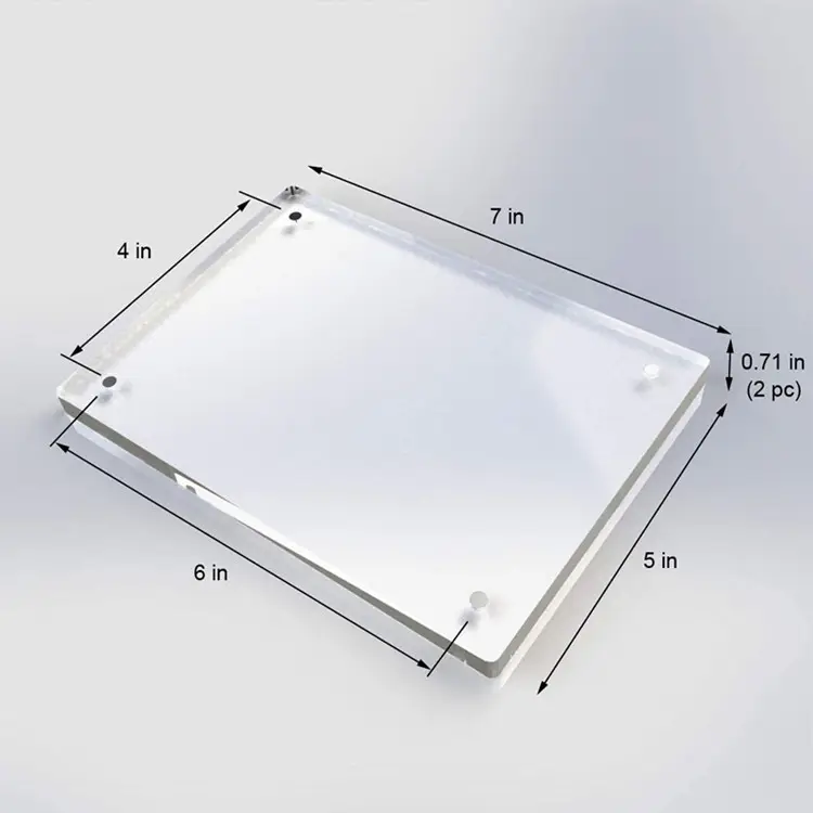 Nail Free Waterproof Double Acrylic Desktop Display Self Standing Magnetic Photo Frame