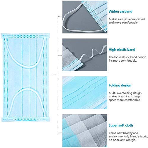 Antivirus Disposable Earloop Face Mask Light Bule Meltblown Cloth Opp Bag
