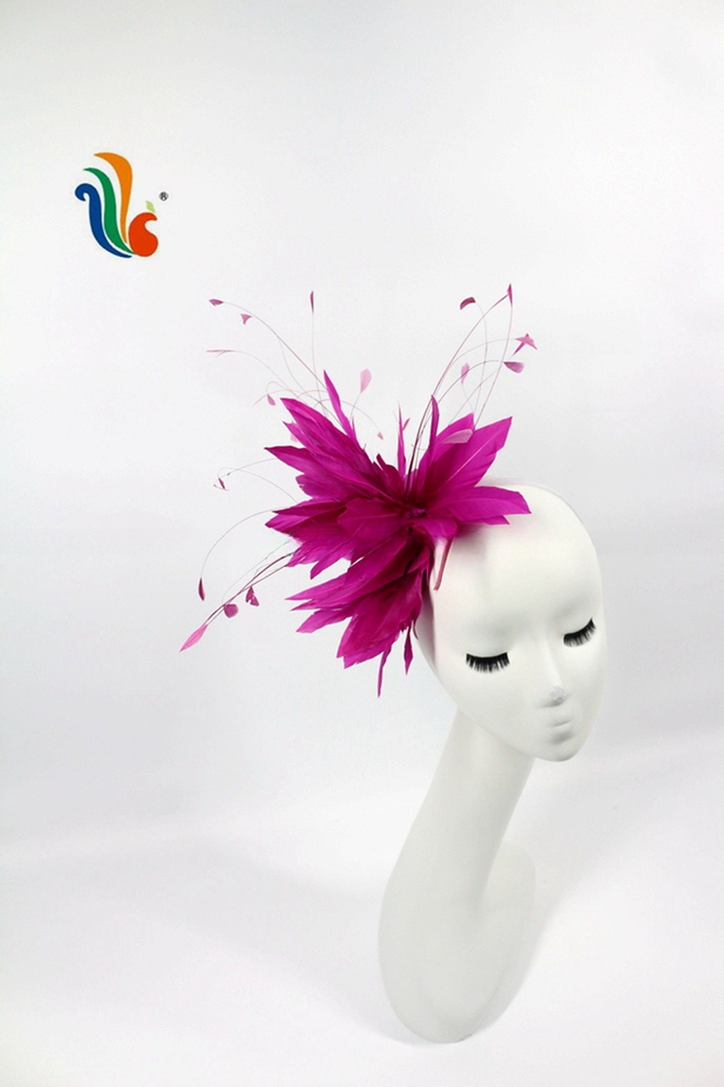 Goose Feather and Stripped Coque Flower Mount Feather Headwear for Halloween 15*30 CM