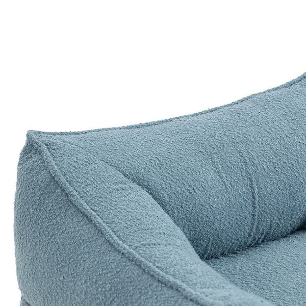 Ergonomic Compression Vacuum Packed Sofa Blue Microfiber Slipcovered