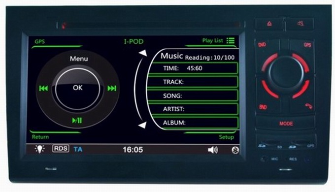 Ouchuangbo multimedia gps stereo navi for Audi A4 2002-2008 steering wheel control SD USB