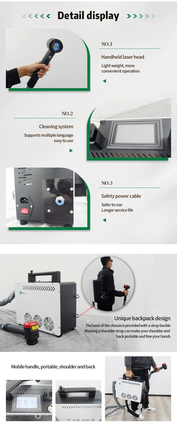 Backpack Handheld Pulsed Laser lazer Cleaning Machine For Rust Paint Oil Removal Portable Laser Cleaner