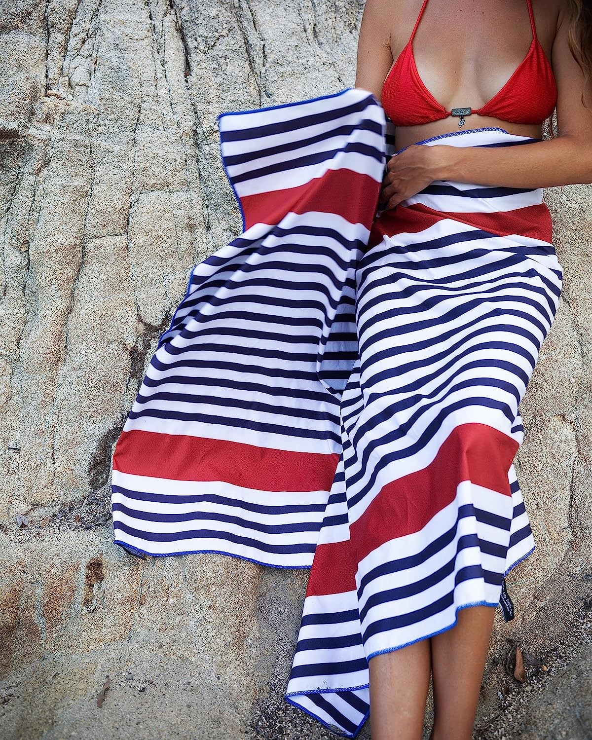 Rectangular Color Stripe Printed Beach Towel Microfiber Quick Drying Beach Towel