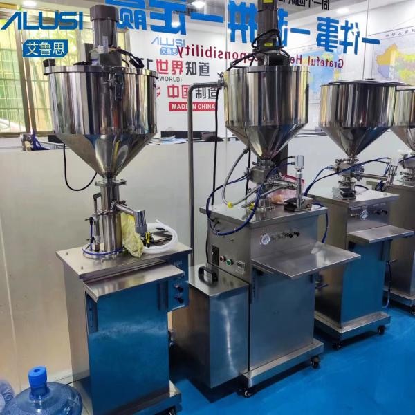 Stainless Steel Semi Automatic Piston Filling Machine 35L Mixer Hopper For