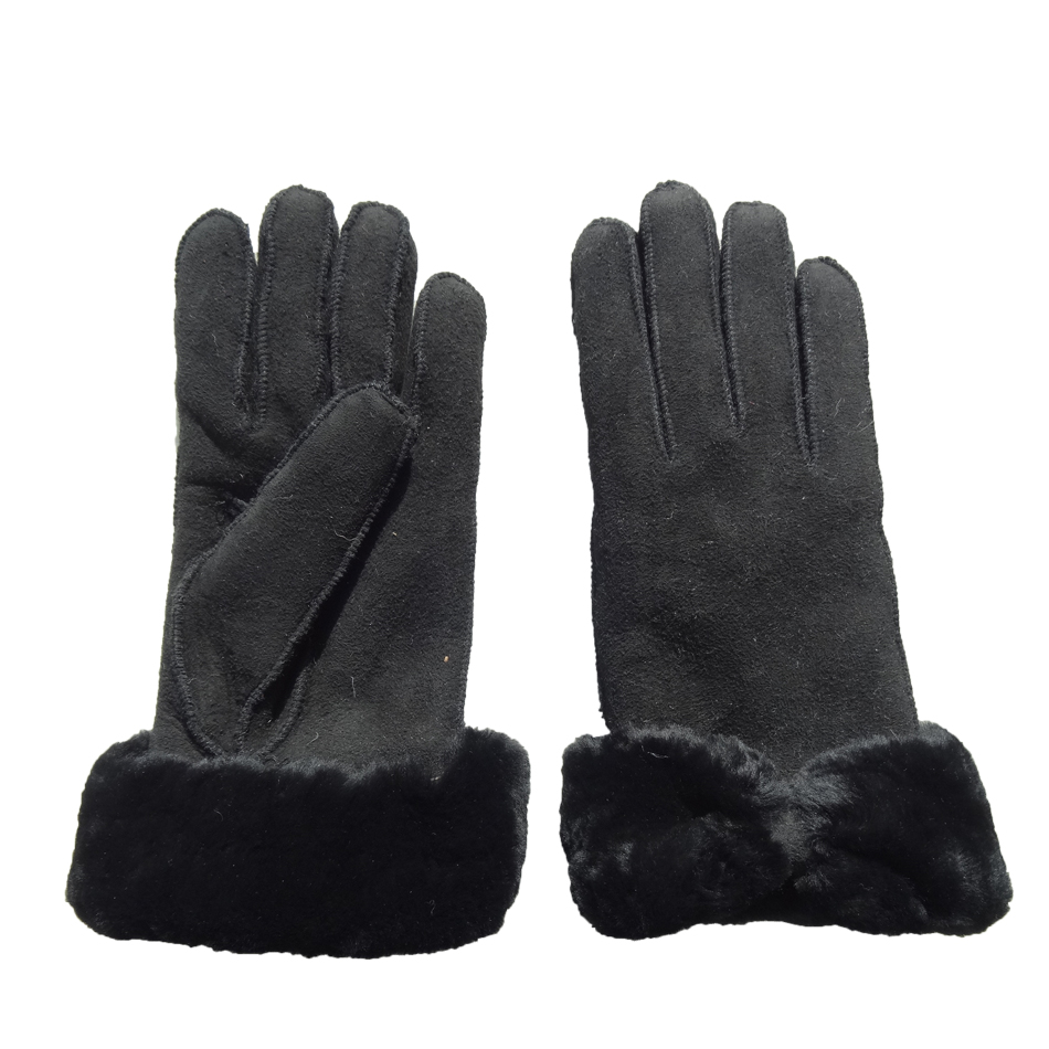 Ladies Shearing Wool Lined Leather Gloves For Winter
