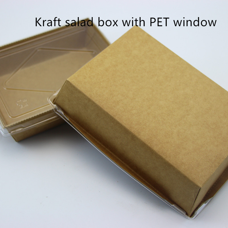 PET Lid Kraft Paper Disposable Food Containers 2100 1600 1400ml