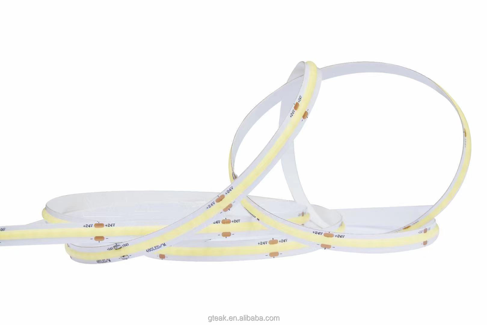 Decorative Background indoor flexible led strip Light rgb white warm blue color 5V 12v 24V 5M Luminous cob led strip light