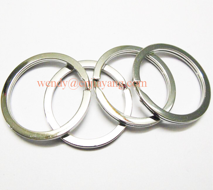 jiayang shiny silver laser cut logo flat split key ring with engraved logo