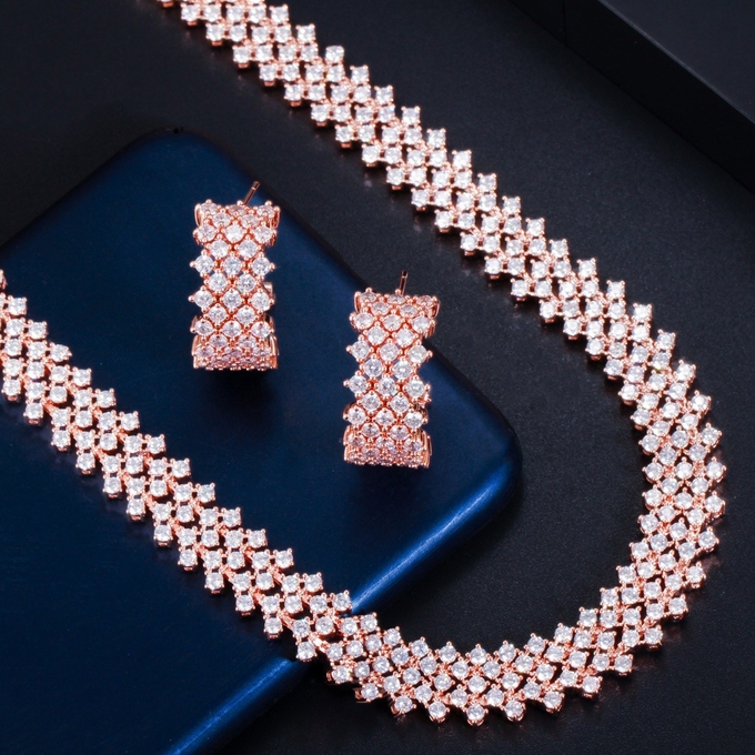 New popular Luxury exquisite AAA CZ Necklace Jewelry Cubic Zirconia jewellery wedding indian necklace set jewelry sets