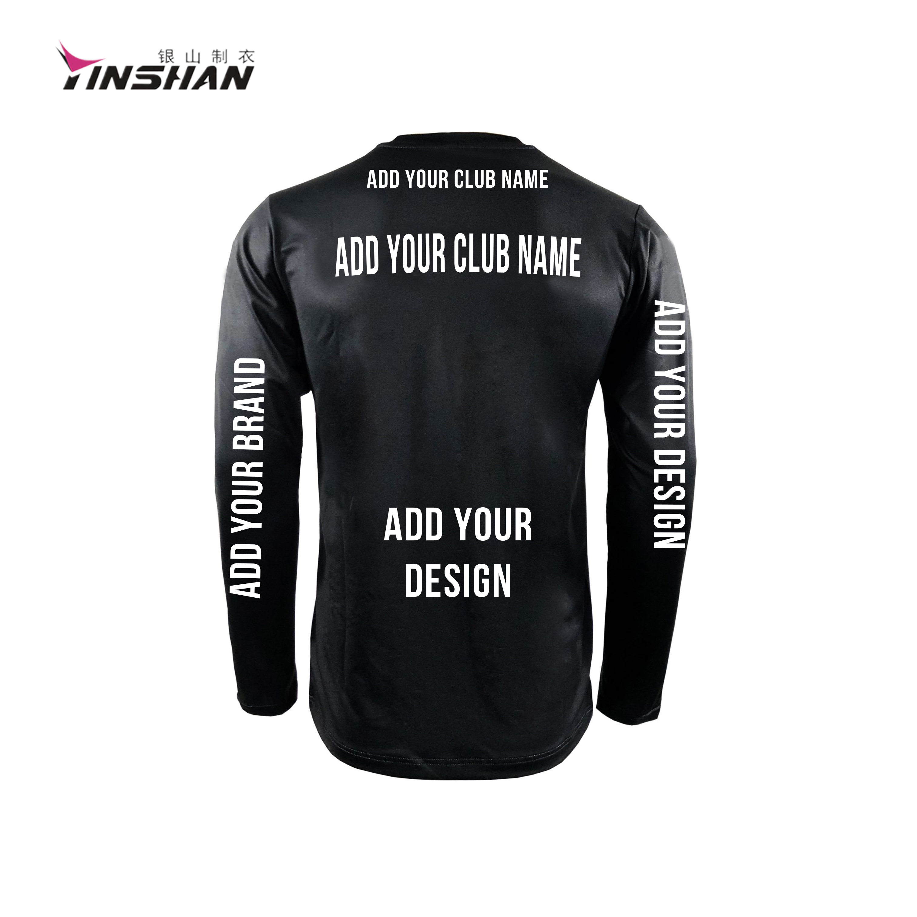Long Sleeve Cotton/Polyester Black Custom T Shirts for Breathable Pit Crew Sportswear