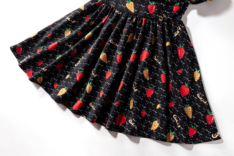 Summer Printed Flower Ruffle Princess Dress Frock Full Sleeve Pleated Retro Style
