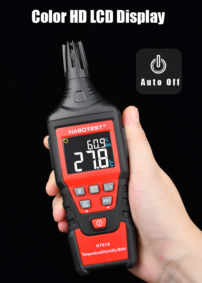 60 Degree LCD Display Digital Temp And Humidity Meter
