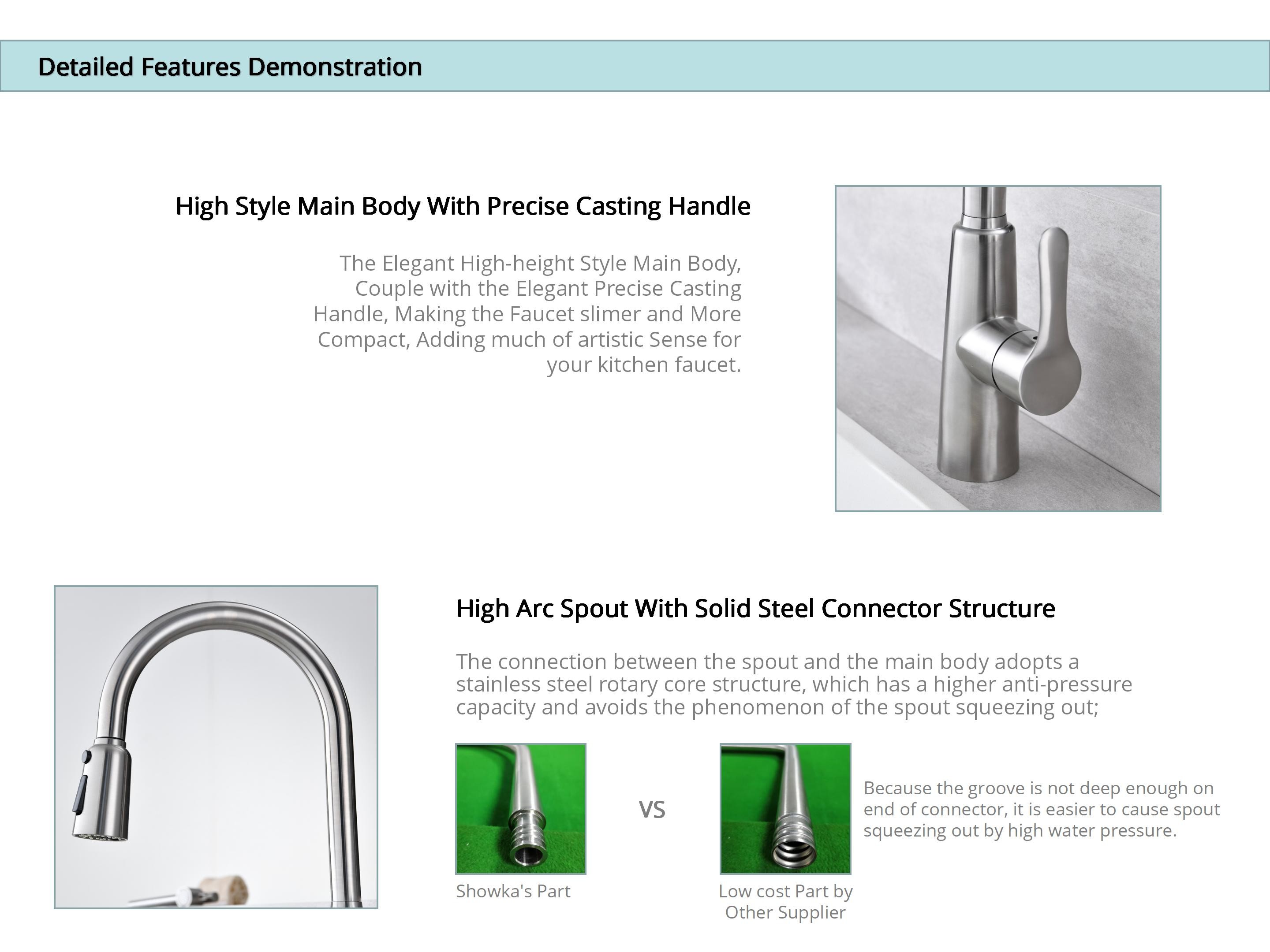 Extendable flexible spout kitchen tap Single Lever Mixer with 35mm Ceramic cartridge