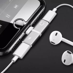 2 in 1 Dual Mini Jack Adapter Capsule Lightning Charger and Headphone Adapter