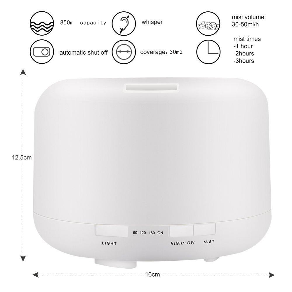 500ml Ultrasonic Aromatherapy Machine Cool Mist Maker Quiet Design Essential Oil Diffuser with Colorful Night Light