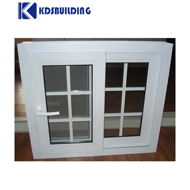 KDSBuilding Manufacturing Price Profile/Plastic Pvc Top 2 Track Burglar System Sliding Triple Glazed Upvc Windows
