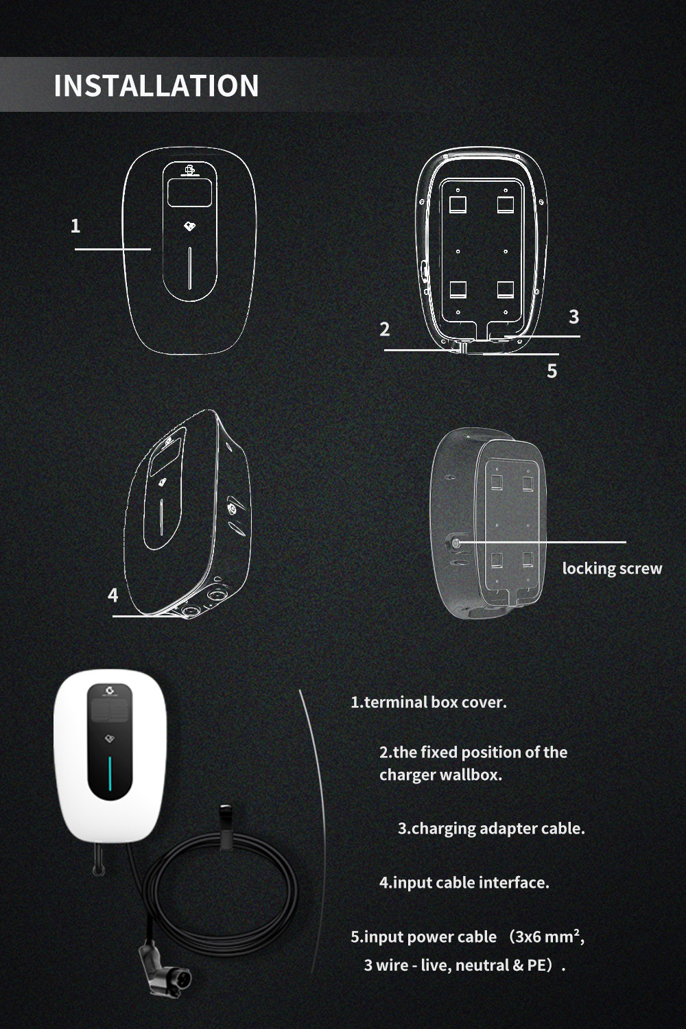 IEC 62196 Level 2 Wallbox AC Charger Fast Home Charging Point Dustproof