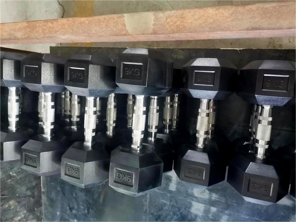 Wholesale Home Gym Fitness Equipment High Quality Hex Rubber Coated Dumbbells Various 5kg 10kg 15kg 20kg 25kg 30kg 40kg Arm