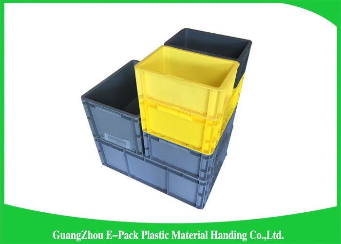 Grey Industrial Euro Stacking Containers Foldable Transport Non - Slip PP