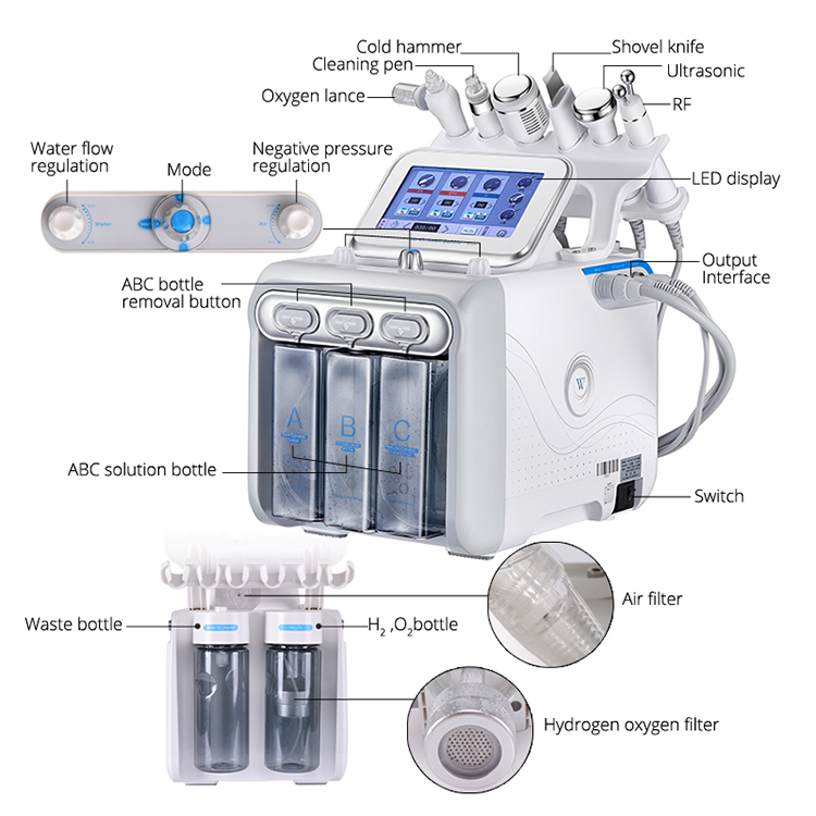 Portable Hydra Dermabrasion Machine Hydrafacial 250V Beauty Machine Accessories
