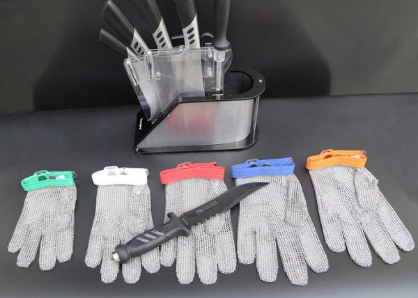 Stainless Kitchen Cut Resistant Gloves / Hand Protection Gloves Nylon Belt