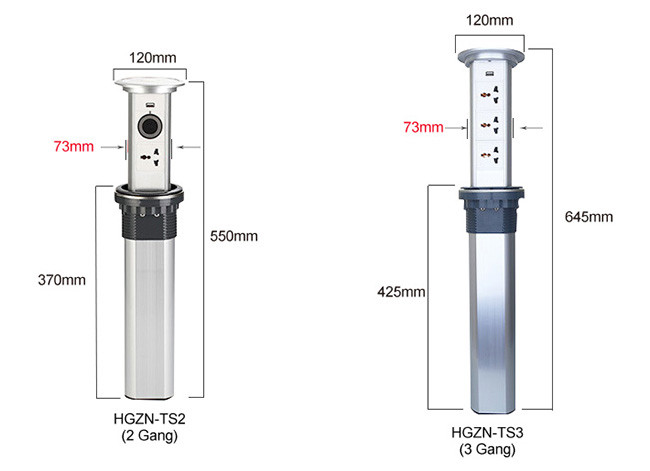 Intelligent 250V 13A Pop Up Electrical Outlet Self Grounding