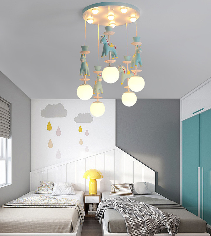 Kid Room E27 Nordic Pink Modern Pendant Light with Five or Three Heads