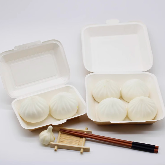 450ml Custom Paper Lunch Box Clamshell Food Containers Lightweight