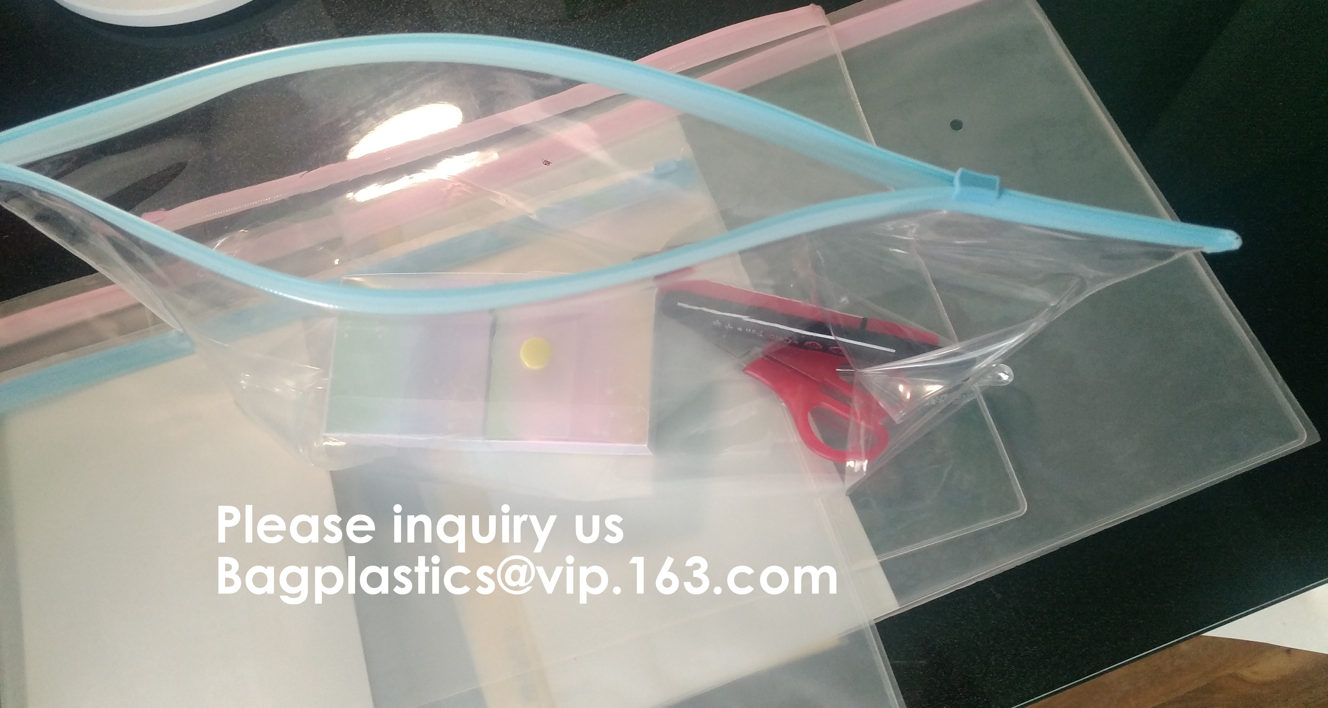 Metal Slider Office File Folder Mesh Clear PVC Zip Lock Document Bag,Folder File Wallet Zipped Lock Document Bag pack