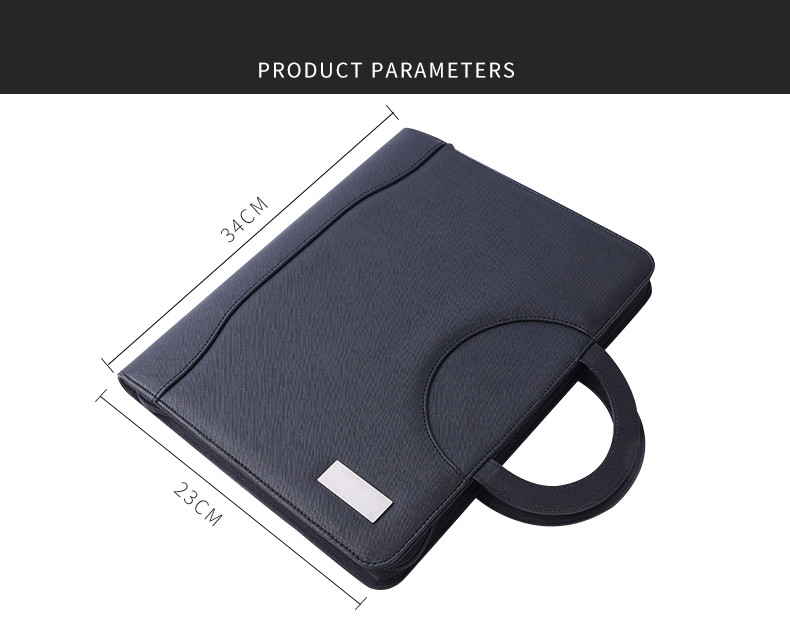 Waterproof A4 Leather Portfolio Case , Handheld Leather File Folder With Zipper
