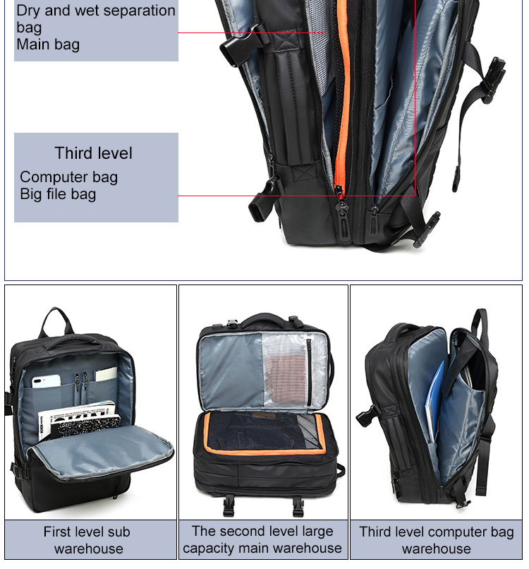900D Laminating Laptop Travel Multi Functional Backpack 31*26*47cm