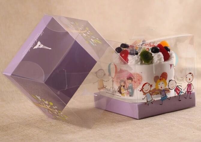 Wholesale custom Paper Cookies packing Cake Box with PVC window,Wholesale Plastic Square Birthday Wedding Packaging Clea