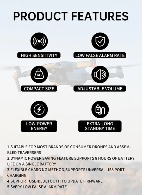 Hand-Held 400MHz-6GHz Full Band 1-2km Range Detection Wireless Alarm System Signal Detector