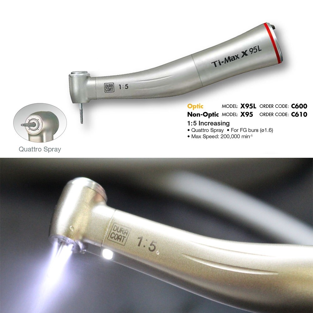 Ti-Max X95L 1:5 Fiber optic Dental contra angle increase low speed handpiece