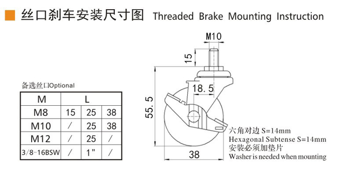 EDL Mini Caster Wheels 1.5inch 30Kg Grey Color TPU by Swivel and Brake 2015S-72