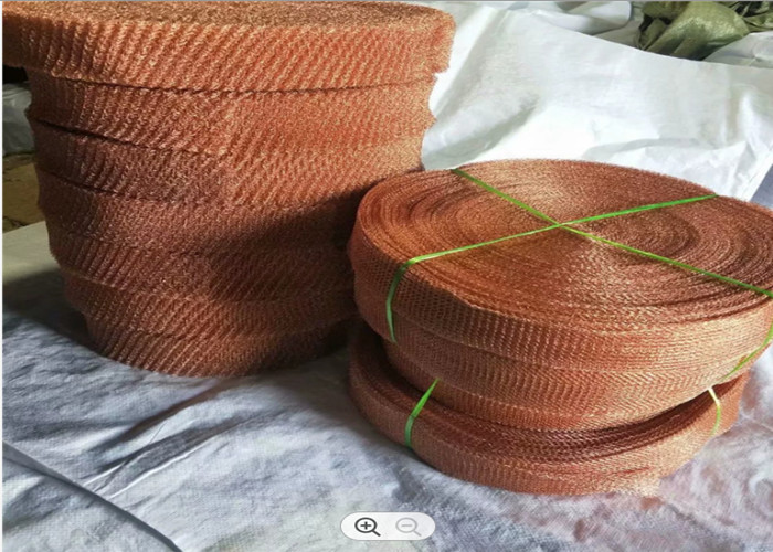30m Copper Knitted Mesh 10 15 20cm Width 0.20mm Wire Dia Corrugated Surface