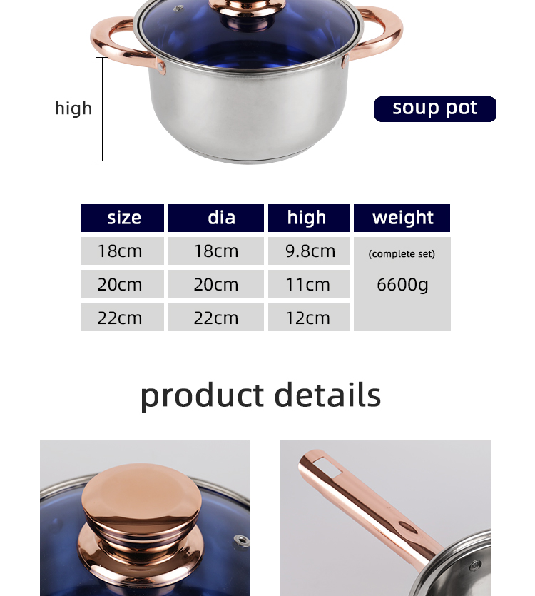 Nonstick Pots Capsule Bottom Glass Lid Round Knob 12 Pcs Stainless Steel Cookware Set Non Stick Cooking Pot Sets