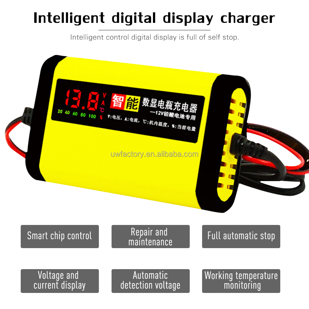 Electric 12V 6A 4A 2A Pulse Repair LCD Battery Charger for Car Motorcycle Lead Acid Battery Agm Gel Wet Electric Tools