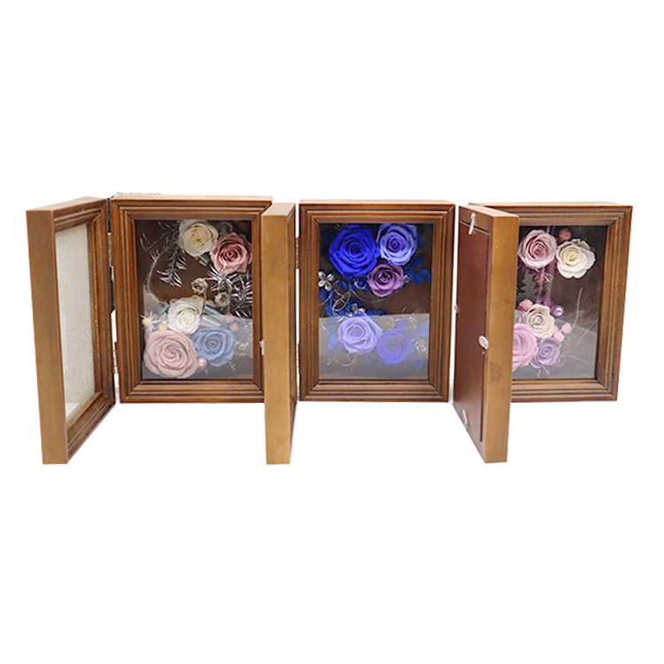 Customized Wooden Photo Frames Decorations With Pollen Preserved Rose