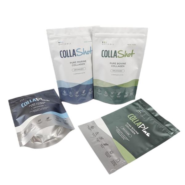 Customized logo plastic stand up aluminum foil coffee tea protein powder