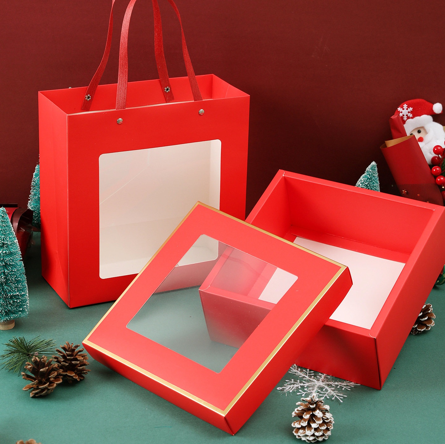 Small Business Present Custom Luxury Clear PVC PET Transparent Folding Gift Boxes with Handle Bag