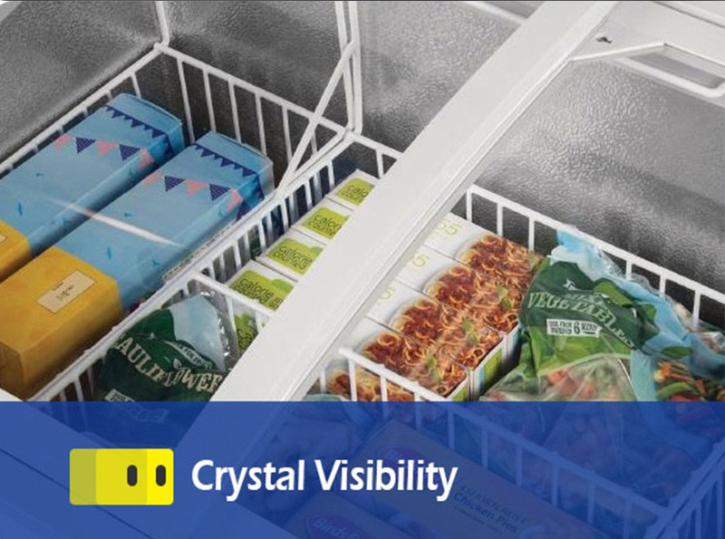 2m Length Ice Cream Display Freezer Showcase Energy Saving Clear Glass Cabinet