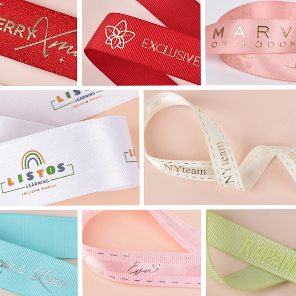 Custom Luxury Foam Logo Printed Grosgrain Ribbon 3D Raised Logo Branded Ribbon 9